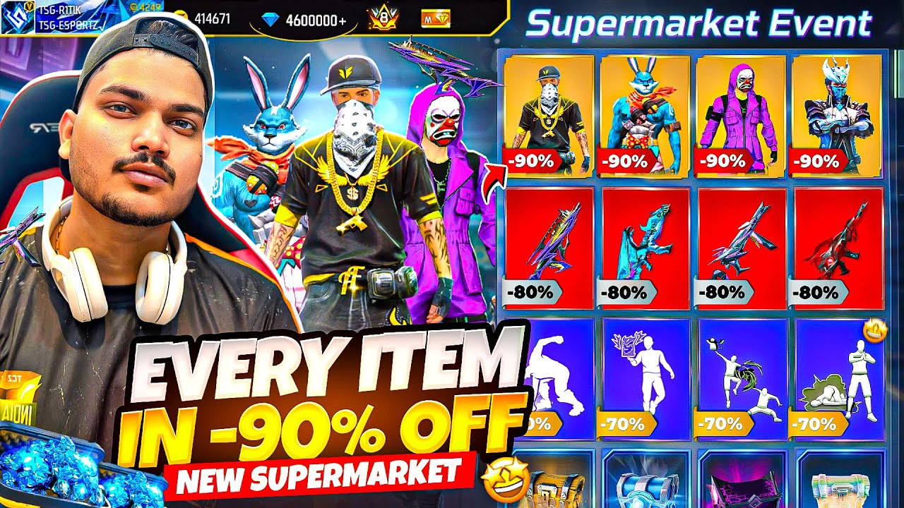 Free Fire New Supermaket I Got All Bundles And Emotes In Sale Price Poor To Rich😍- Garena Free Fire