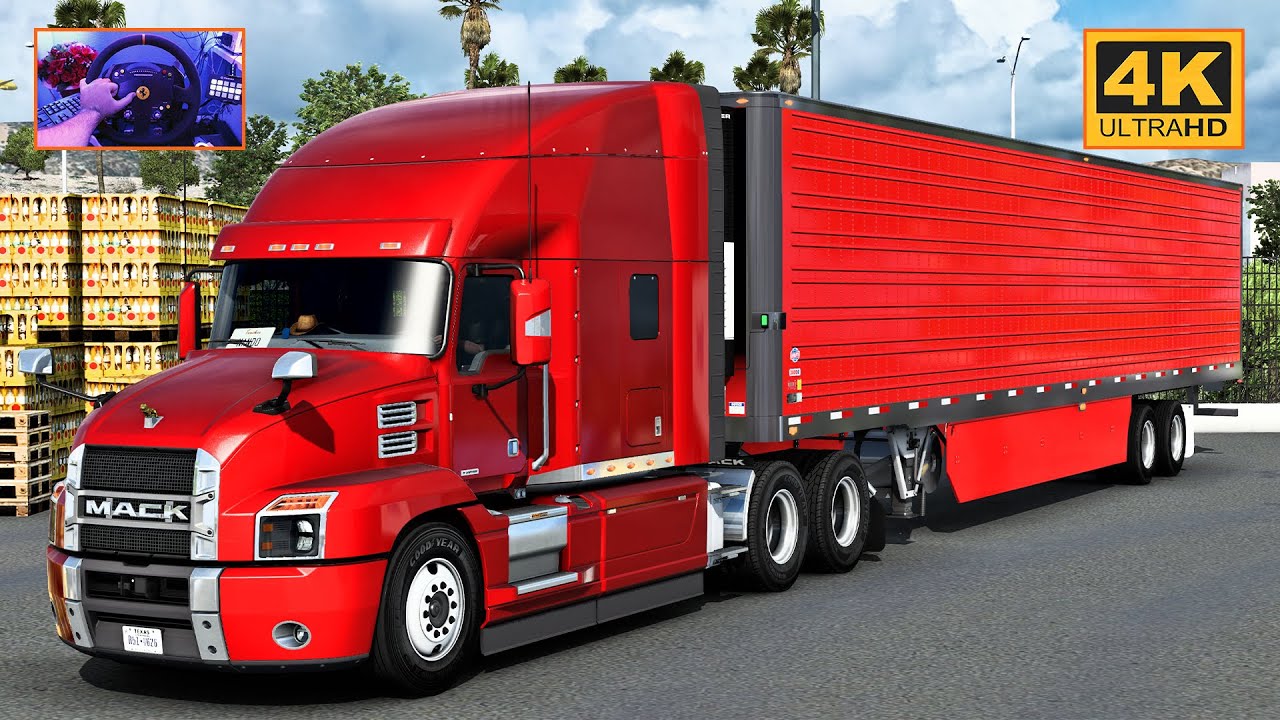 Mack Anthem w/ Mack MP8 | Las Vegas - Phoenix | ATS Gameplay 4K + wheel cam