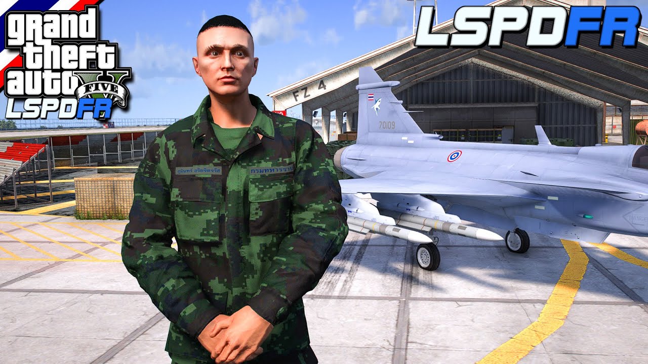 GTA V - LSPDFR มาเป็นทหารในเกม GTA V ทหารฝึกขับ เครื่องบินรบกริพเพนกองทัพอากาศไทย Gripen #420