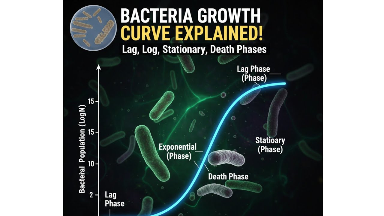 Bacteria growth curve|| bacteria growth cycle in hindi english mix
