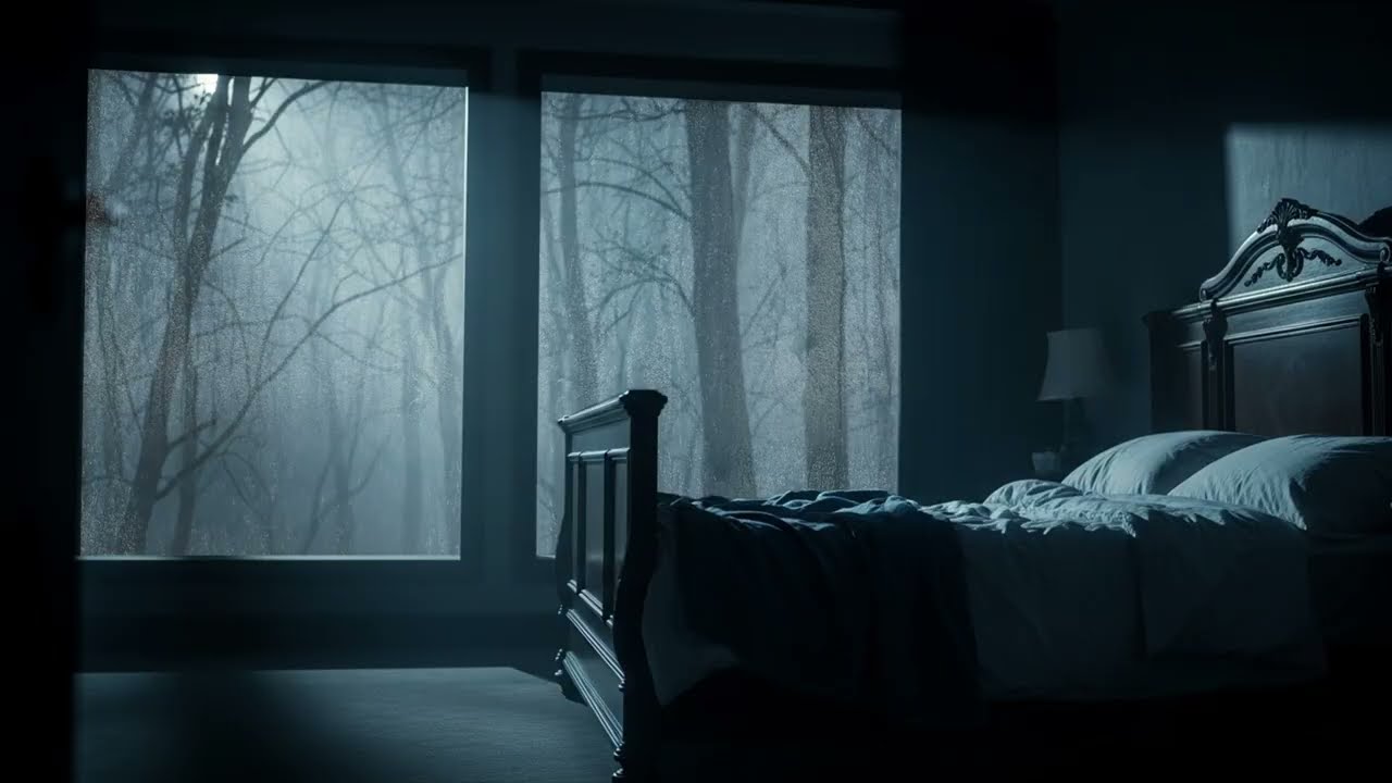 Cozy Forest Bedroom Rain on Window - Relaxing Rainstorm Sounds for Sleeping and Meditation