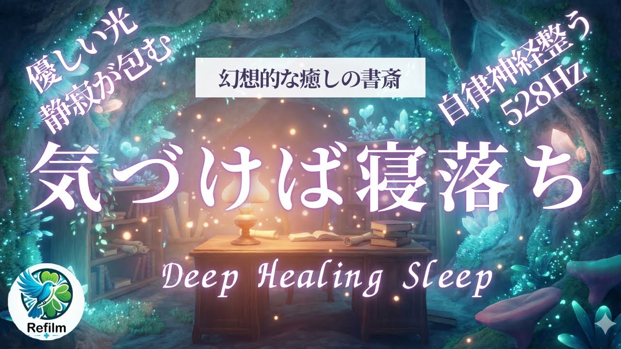 【528Hz】気づけば寝落ち。地底の隠れ家書斎で深く眠る｜自律神経を整える睡眠導入音楽 Deep Healing Sleep Music
