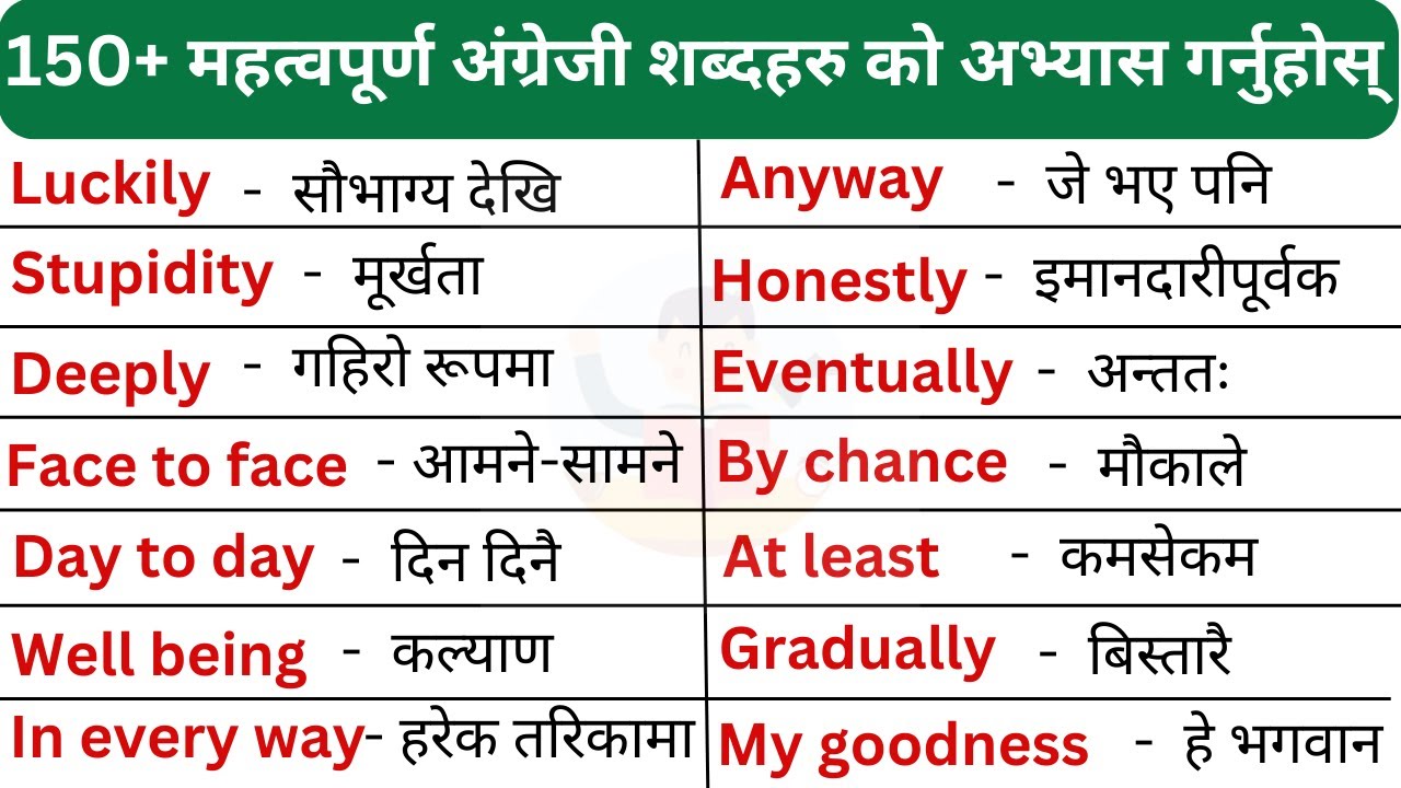 Small Words for Daily Use | Most Common English Words with Nepali Meaning | Word Meaning |