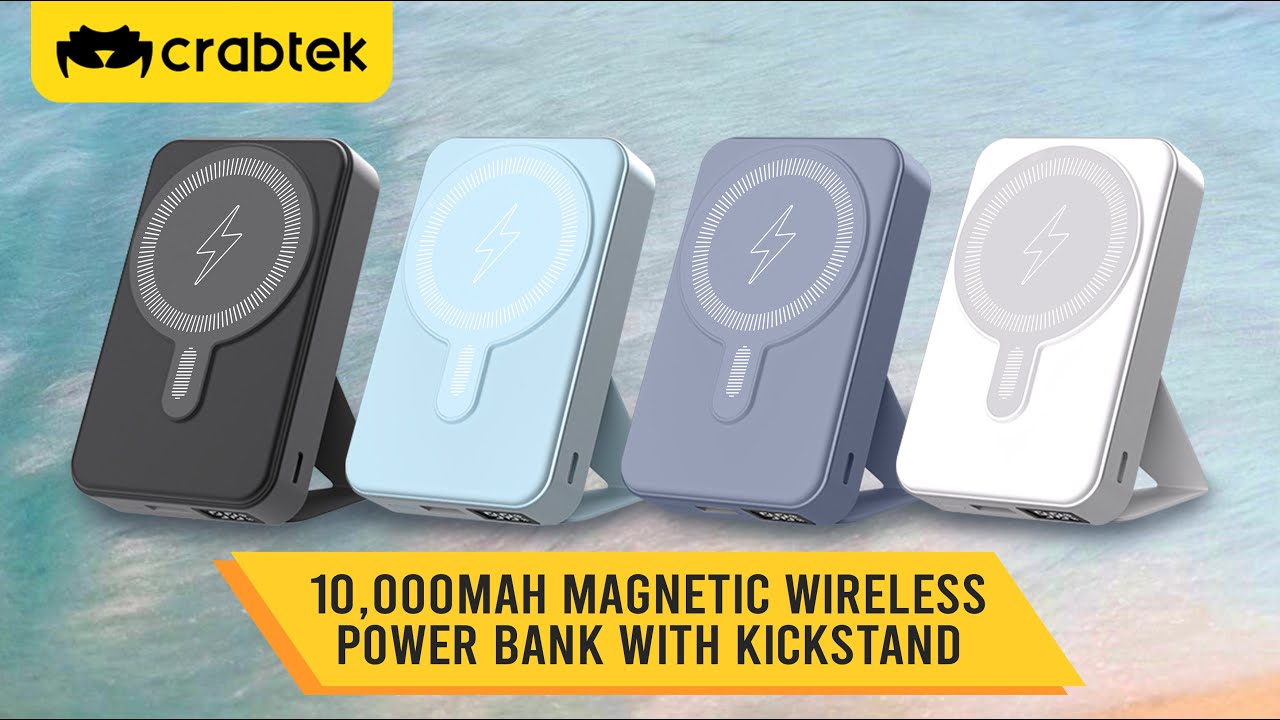 10,000mAh Magnetic Wireless Power Bank With Kickstand | Crabtek Home