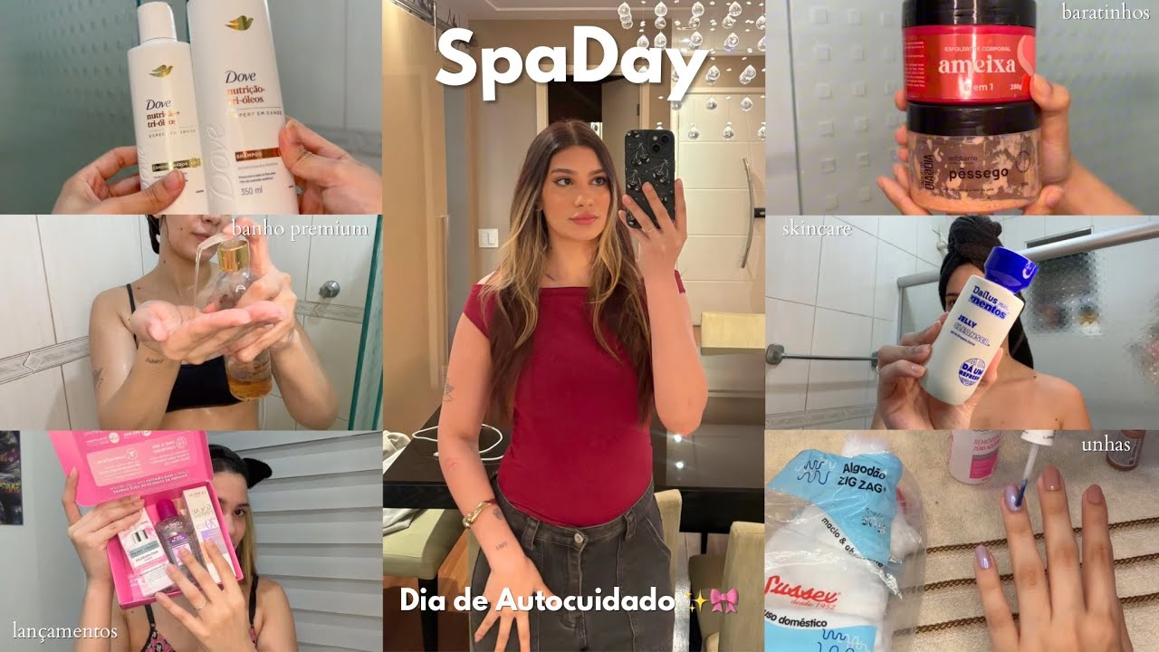 SPA DAY RELAXANTE EM CASA 🎀🫧 testando lançamentos, cabelo, skincare, unhas 