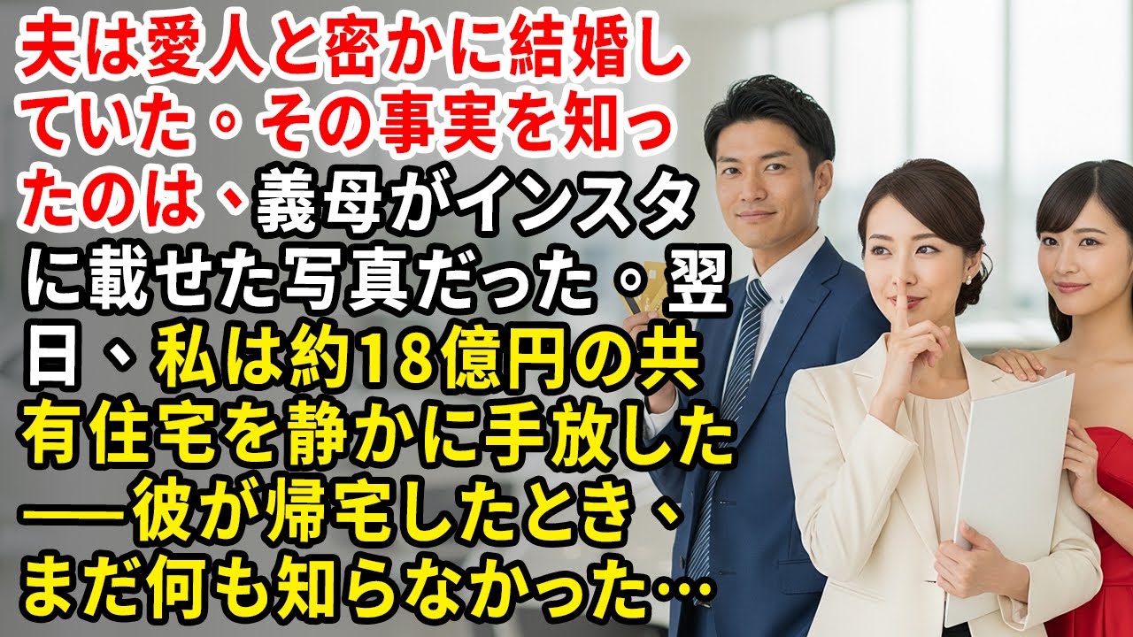 夫は愛人と密かに結婚していた。その事実を知ったのは、義母がインスタに載せた写真だった。翌日、私は約18億円の共有住宅を静かに手放した——彼が帰宅したとき、まだ何も知らなかった……