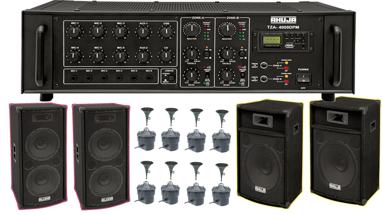 Ahuja TZA-4000DPA 400W Amplifier Details & Price | 400w 2-zone par kitna top or horn chalega