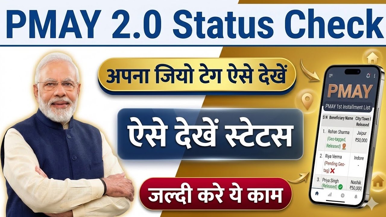 PMAY Status Check PMAY 2.0 Urban Status Check PM Awas Yojana Status Check PMAY U  Geo Tagging List