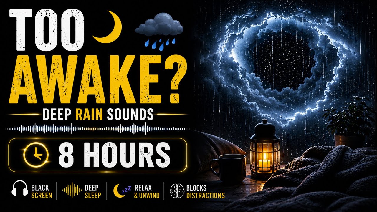 Too Awake? 🌙 | Deep Rain Sounds | 8 Hours | Black Screen