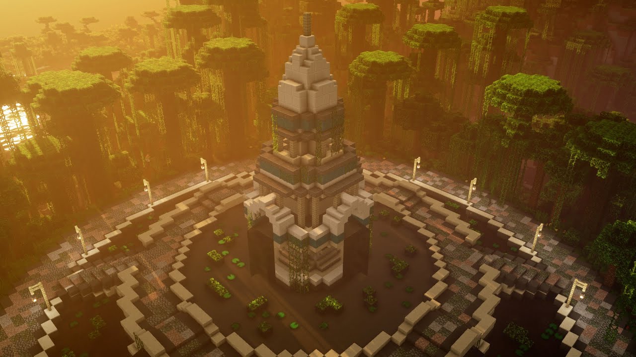 Minecraft Building A Jungle Fountain Monument Timelapse