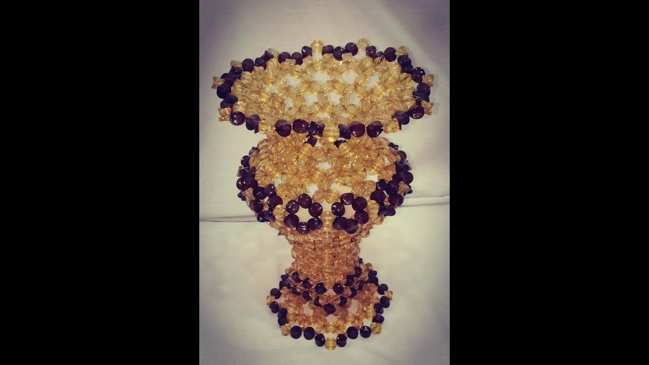 خطوات عمل فازه علي شكل ورد  من الخرز How to make a vase from beads step by step