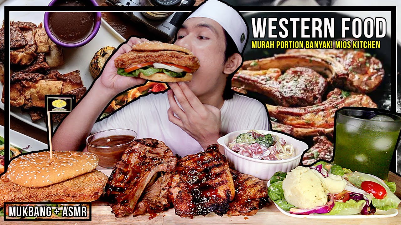 GILA ! XXL BURGER SEBESAR MUKA AKU | LAMB CHOP & CARBONARA SPAGHETTI | ASMR MUKBANG