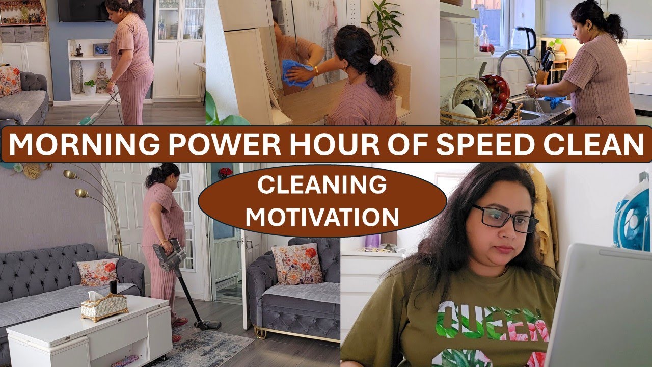 Cleaning Motivation - Power Hour Speed Clean of Whole House | Indian Morning Speed Cleaning Routine