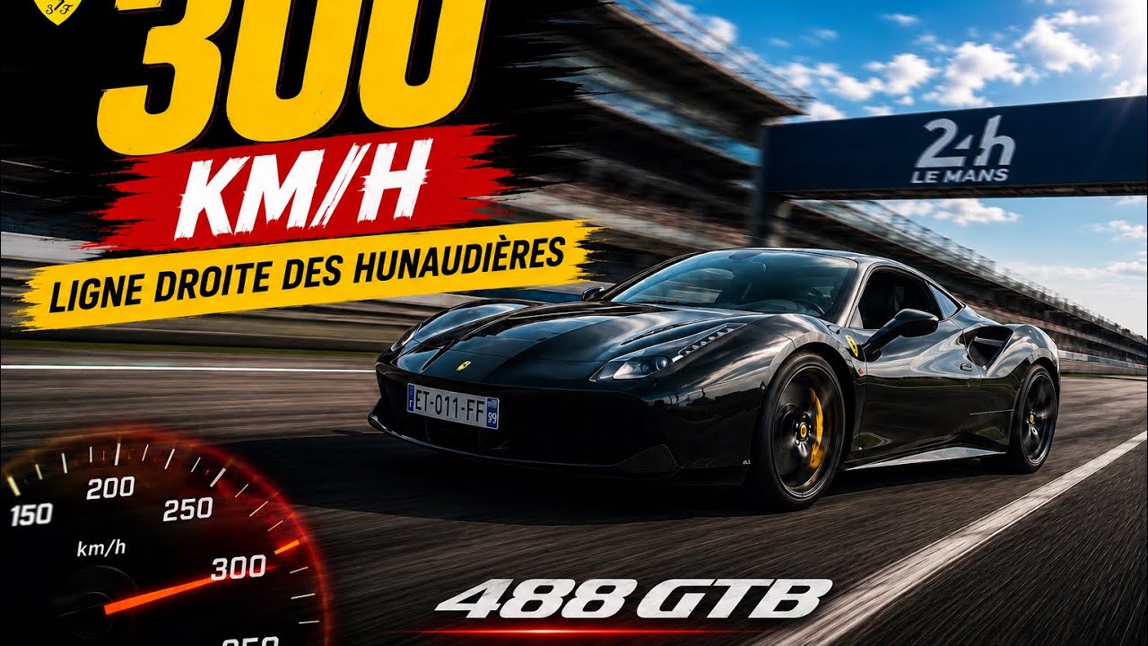 24 h du Mans. LES HUNAUDIERES à 300km/h - FERRARI 488 GTB