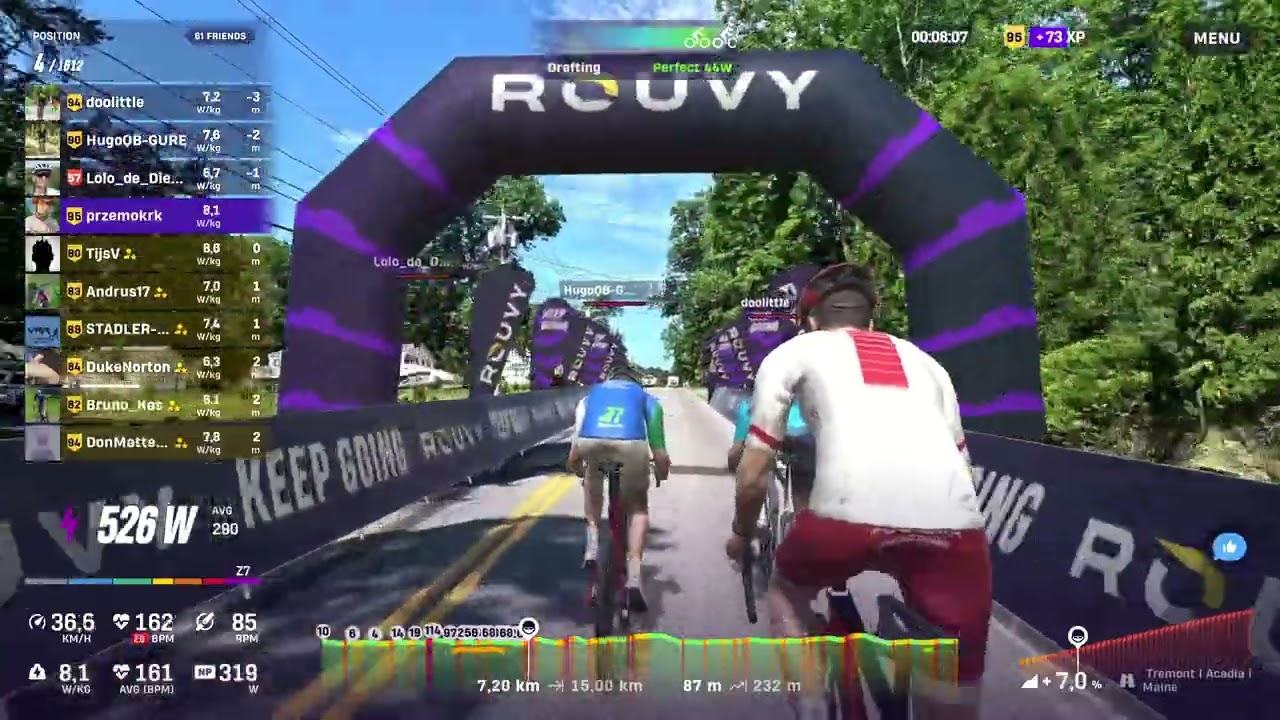 Rouvy.BRR. Good short race.Im 7th