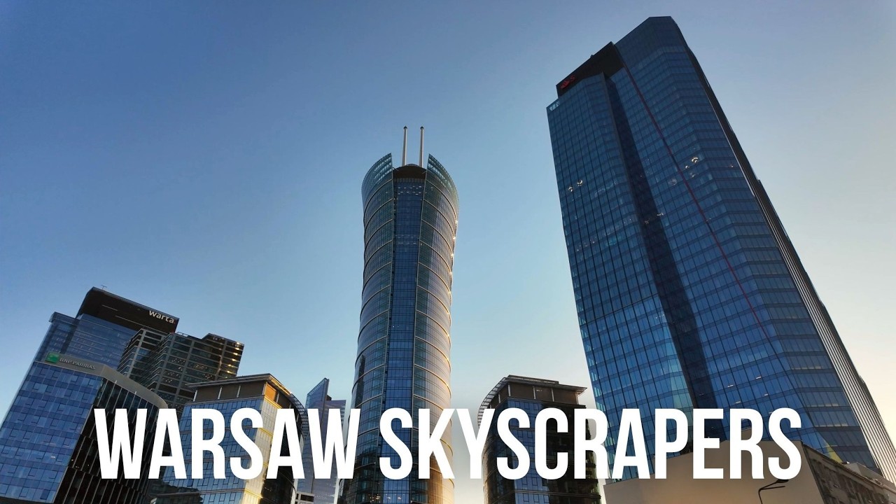 Walking in Downtown Warsaw, Poland - Skyscrapers along Grzybowska / Spacer w Warszawie, Polska