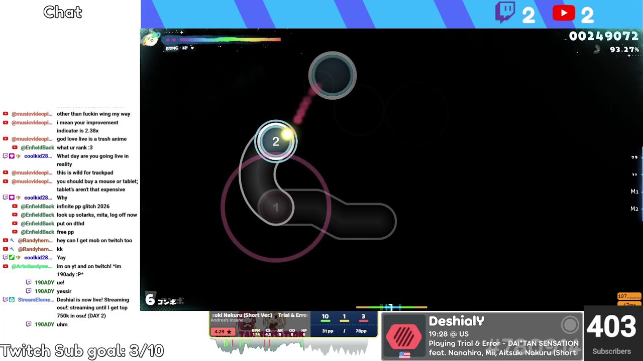 streaming until I get top 750k in osu!