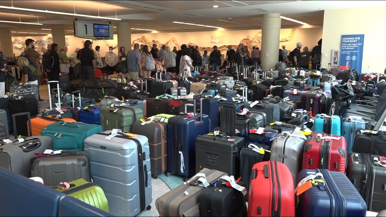 Dozens of pieces of luggage left at Delta baggage claim at Jacksonville airport