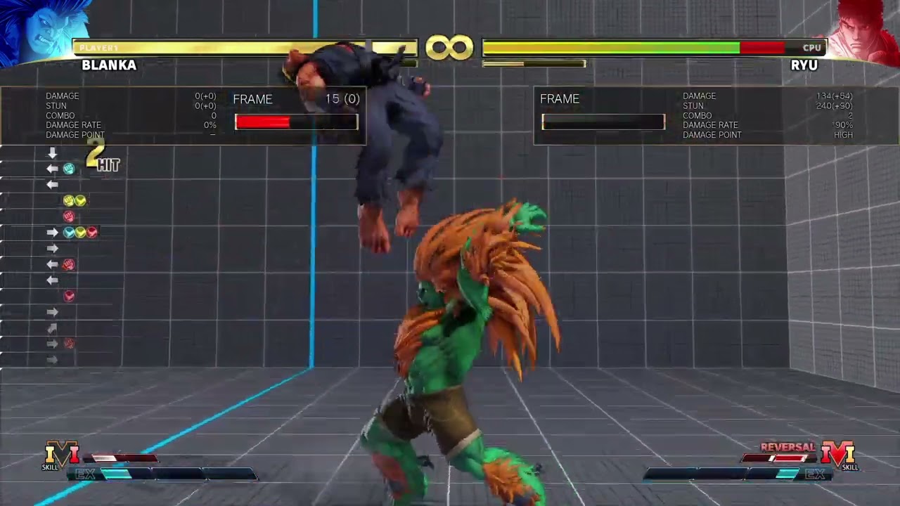 SFV Blanka #26 HP crush counter to V-Skill1 mix-up 198dmg/360stn