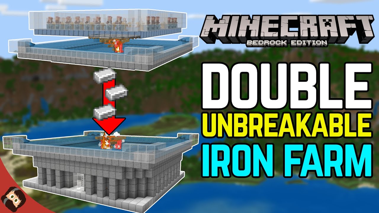 Unbreakable DOUBLE IRON FARM Tutorial For Minecraft Bedrock 1.20 and 1.21