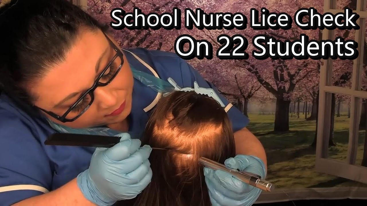 ASMR School Nurse Lice Check on 22 Students but 7 infested (Lice Treatment, Lice Removal) Medical RP