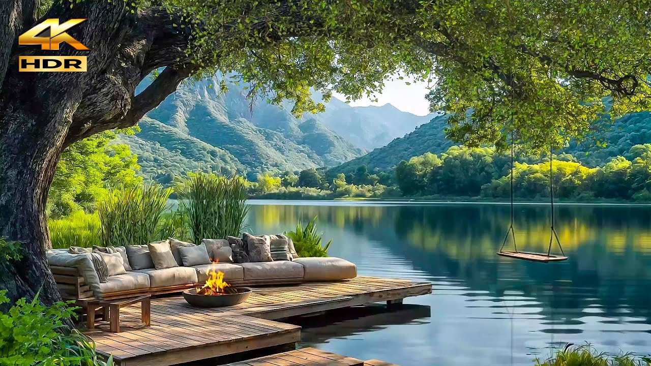 Tranquil Lakeside Retreat 4K 🌿 | Peaceful Nature Sounds & Calm Ambience | HDR Ultra HD