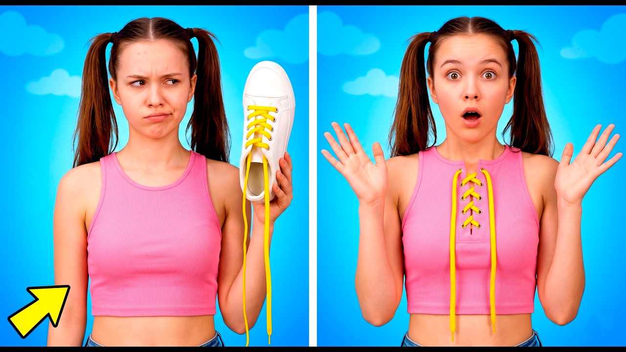 Astuces de BEAUTÉ TikTok avec un LACET ! RELOOKING Génial pour le LYCÉE | Comédie par LALAL’R Games