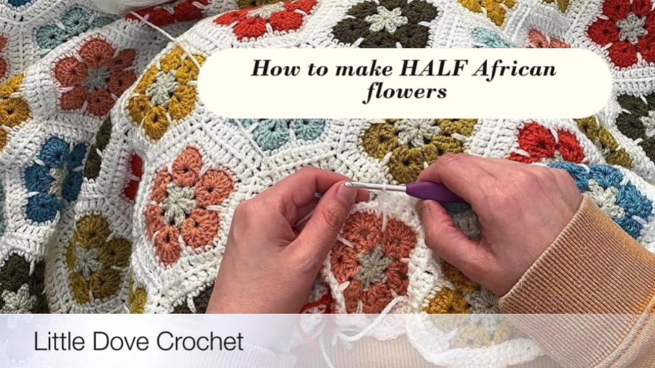 How To Crochet a HALF African Flower | @LittleDoveCrochet