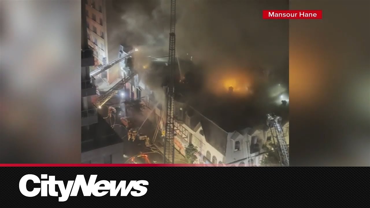 150 firefighters battle blaze in downtown Montreal
