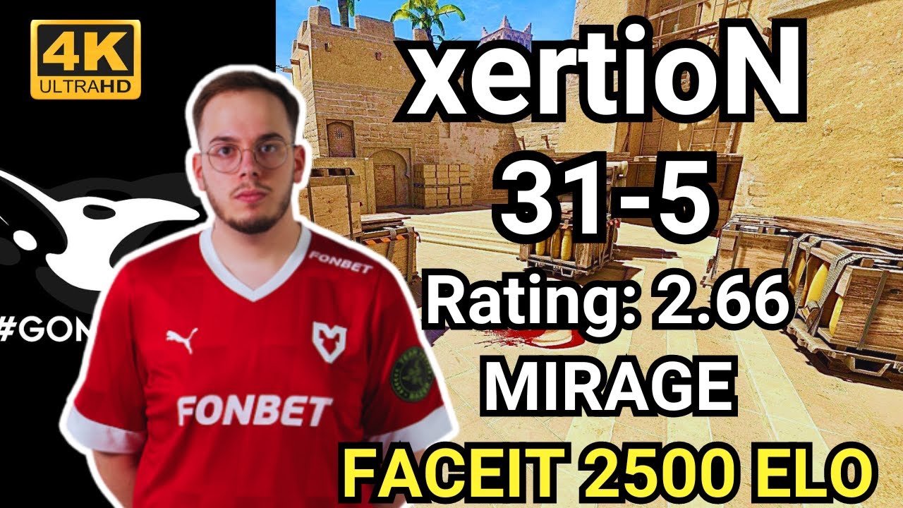 xertioN (31-5) Rating:2.66 (MIRAGE) | FACEIT Ranked | Aug 26, 2024 #cs2 #pov