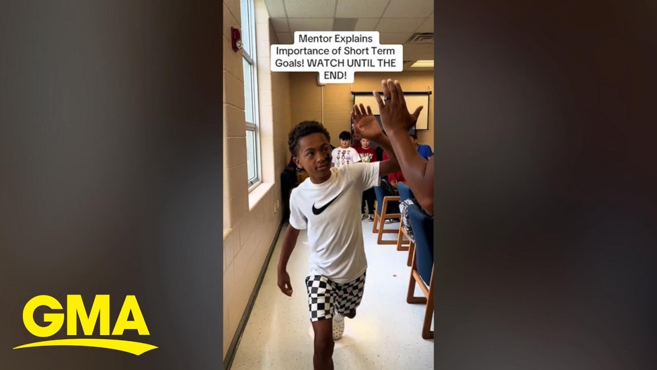 Mentor uses inspiring demonstration to teach kids about goals