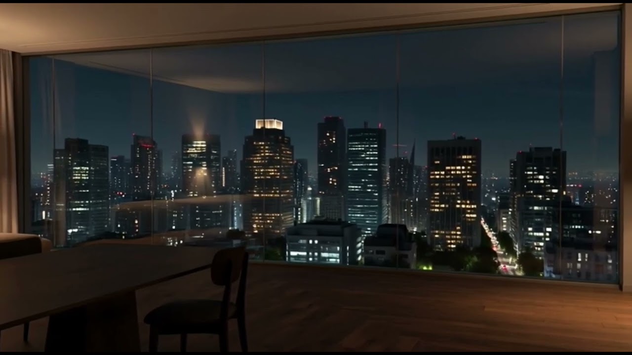 Rainy Window Jazz ☕ Cozy Coffee Ambience with Steaming Cup & City Lights