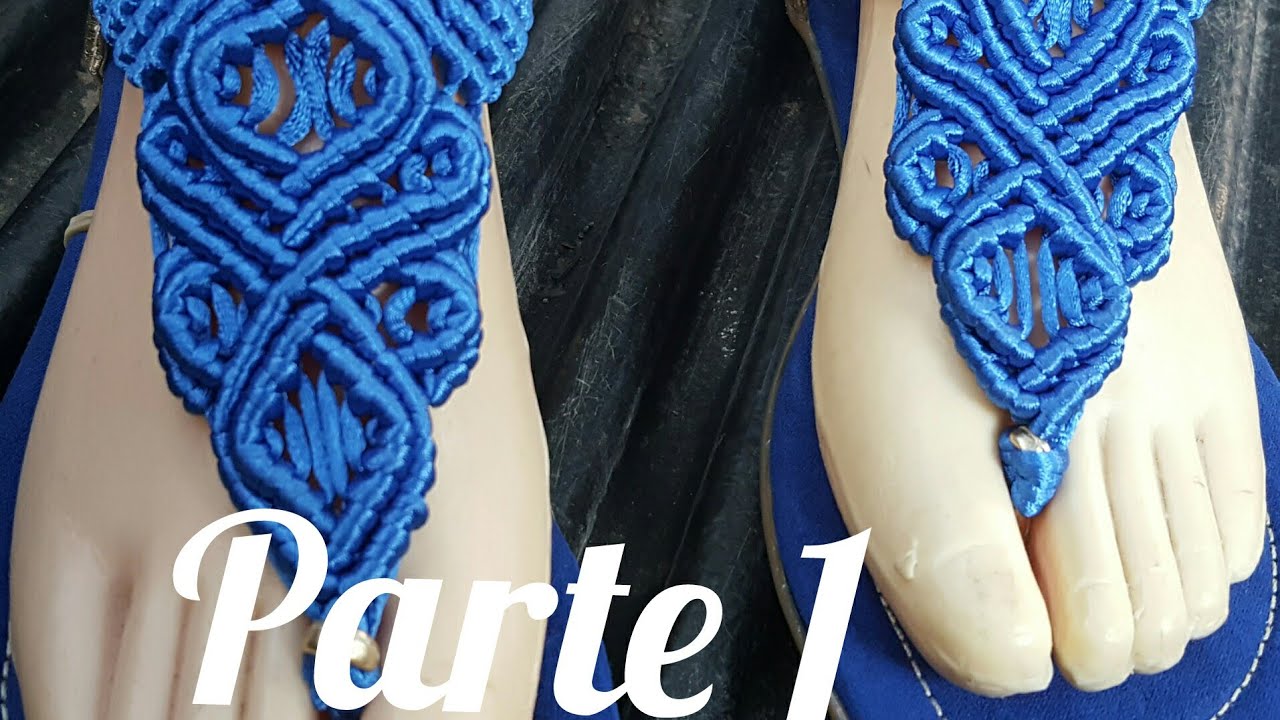 Huarache macramé azul