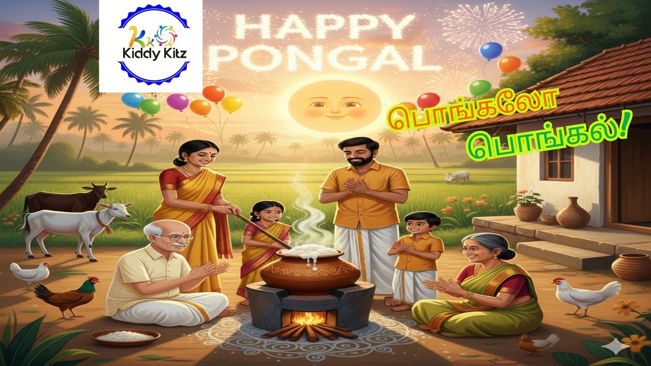 குட்டி பொங்கல் – சந்தோஷப் பாடல் 🌾 | Kids Pongal Song in Tamil | Family Celebration