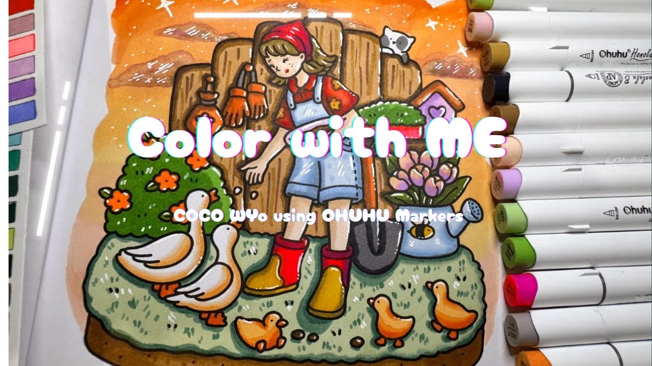 Color with me (ASMR) 🎨 | Girl Moments by Coco Wyo | Ohuhu Markers | Relaxing Long Coloring Session