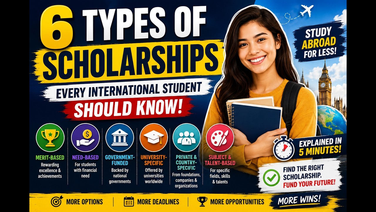 6 Types of Scholarships Every International Student Should Know (2026 Guide)