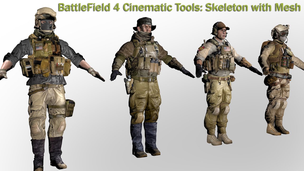 BattleField 4 Cinematic Tools: Skeleton with Mesh