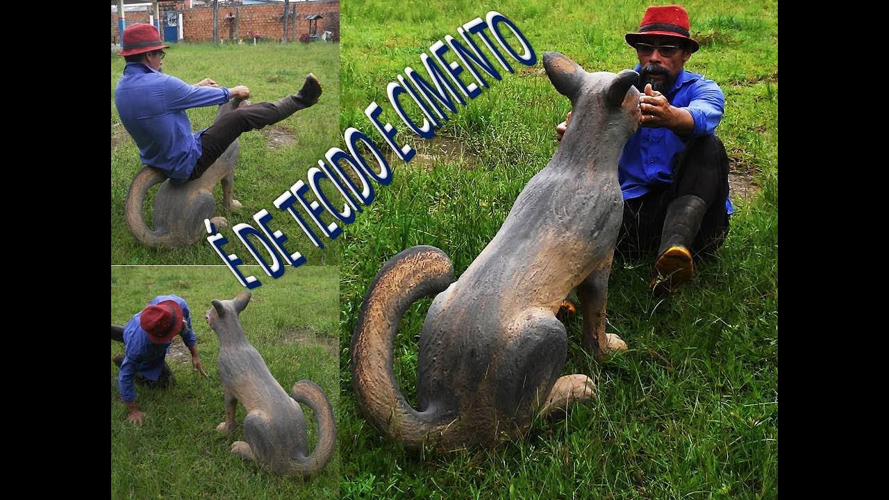 #ESCULTURA DE TECIDO E CIMENTO, #CACHORRO, faça voce mesmo