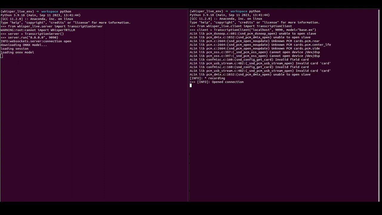 WhisperLive: Real-Time Speech Transcription with Whisper