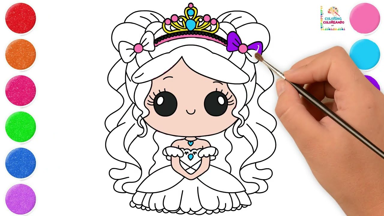 How to Draw and Color a PRINCESS 👑✨ | Easy Drawing & Coloring for Kids | Learn Colors!