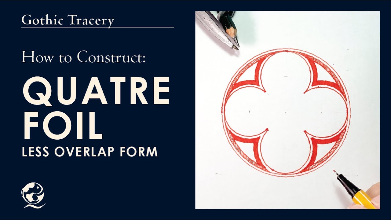 How to construct Quatrefoil (less overlap form) | Gothic tracery art