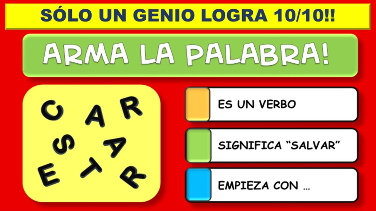 ADIVINA LA PALABRA Solo LOS GENIOS podrán armar las palabras con sólo una pista!