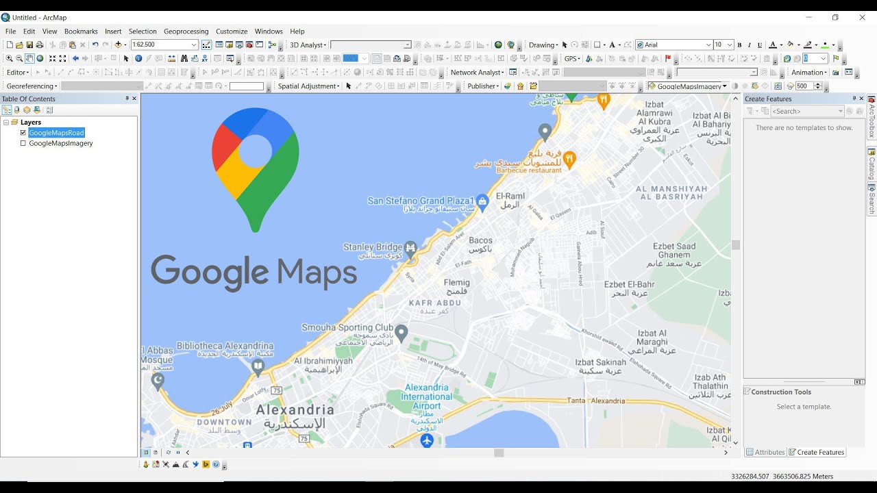 تنزيل خرائط جوجل (Google map) على برنامج Arcmap
