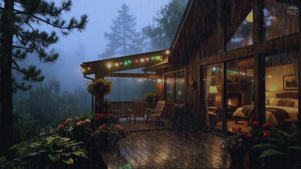Relaxing Rain and Thunder at a Cozy Forest Cabin 🌧️ Night Rain Sounds for Deep Sleep