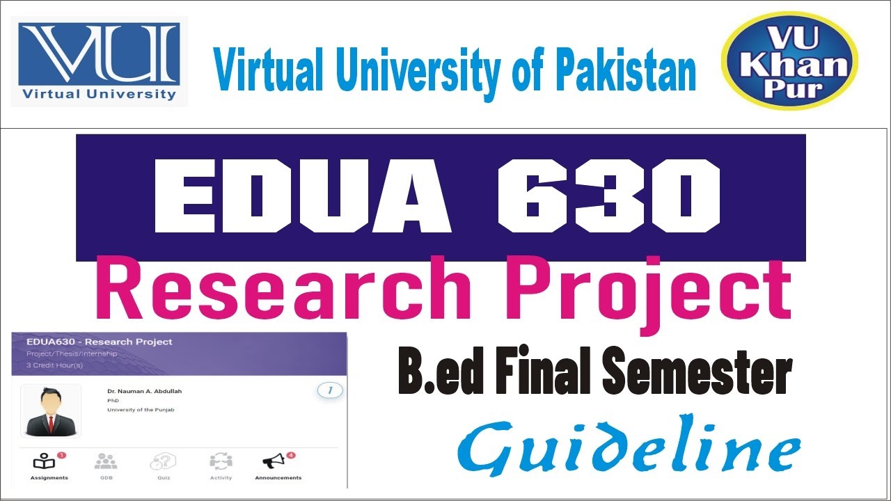 EDUA 630 | B.ed Research Project | B.ed Final Semester| Virtual University of Pakistan