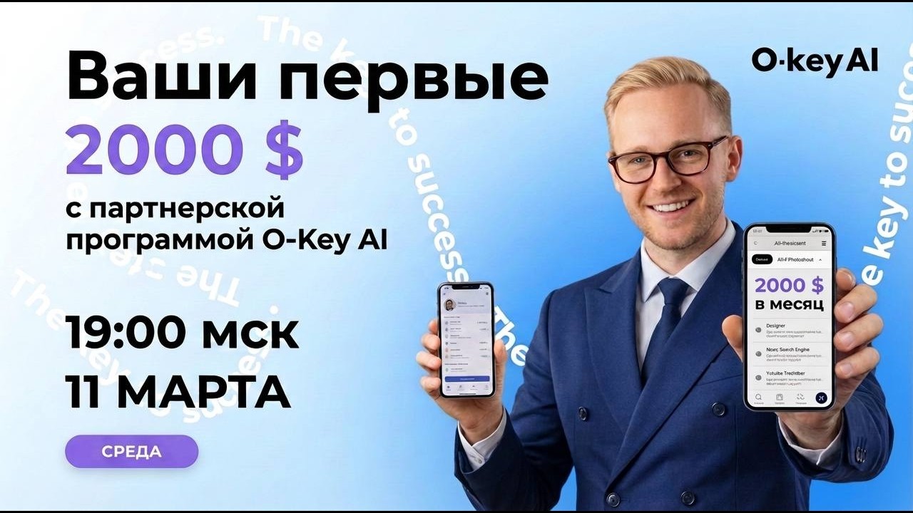 ВАШИ ПЕРВЫЕ 2000$ НА Искусственном интеллекте, вместе  с партнерской программой O-key AI!