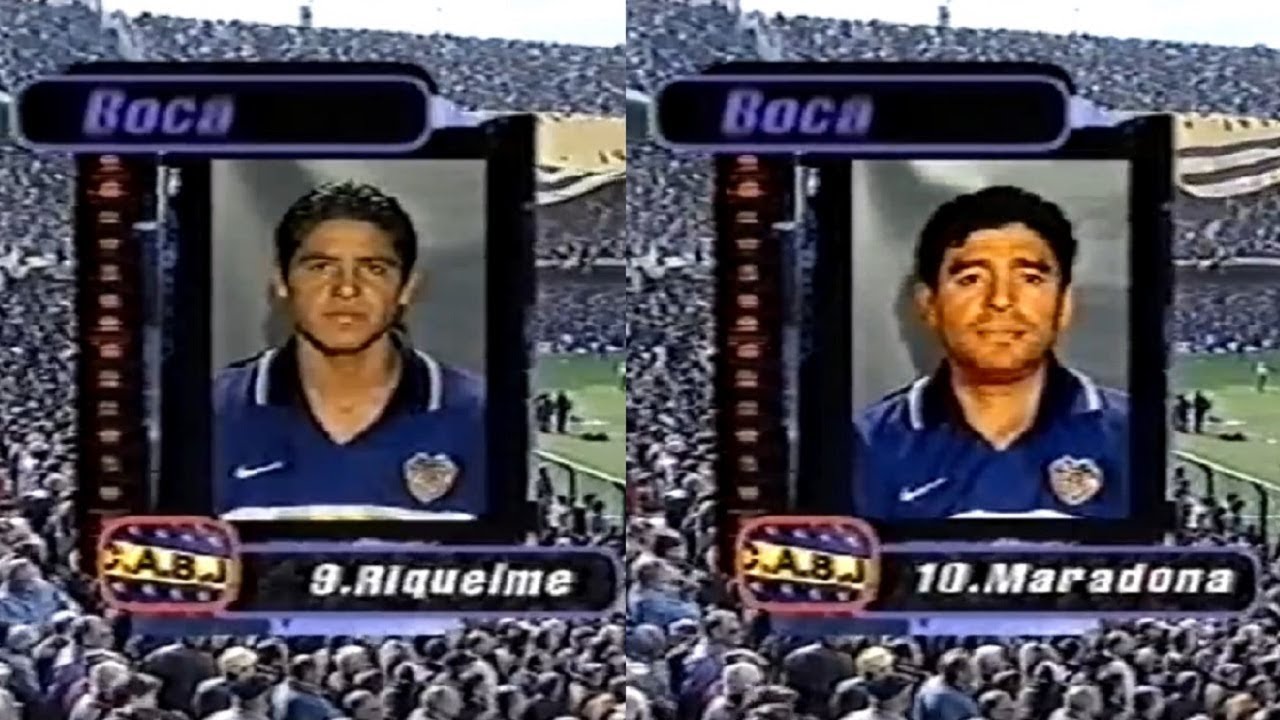 Maradona y Riquelme jugando juntos -  Torneo Apertura 24/08/1997
