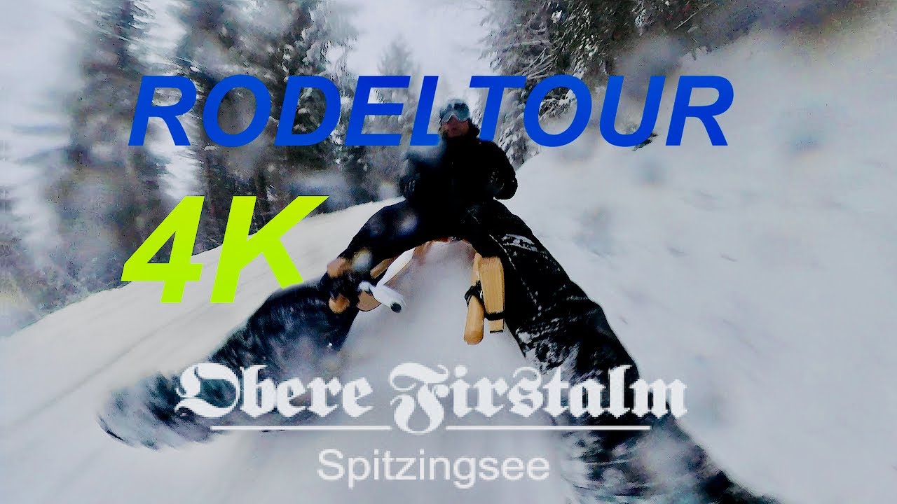 Rodeln am Spitzing Rodeltour Obere Firstalm Schlittenfahrt  4K