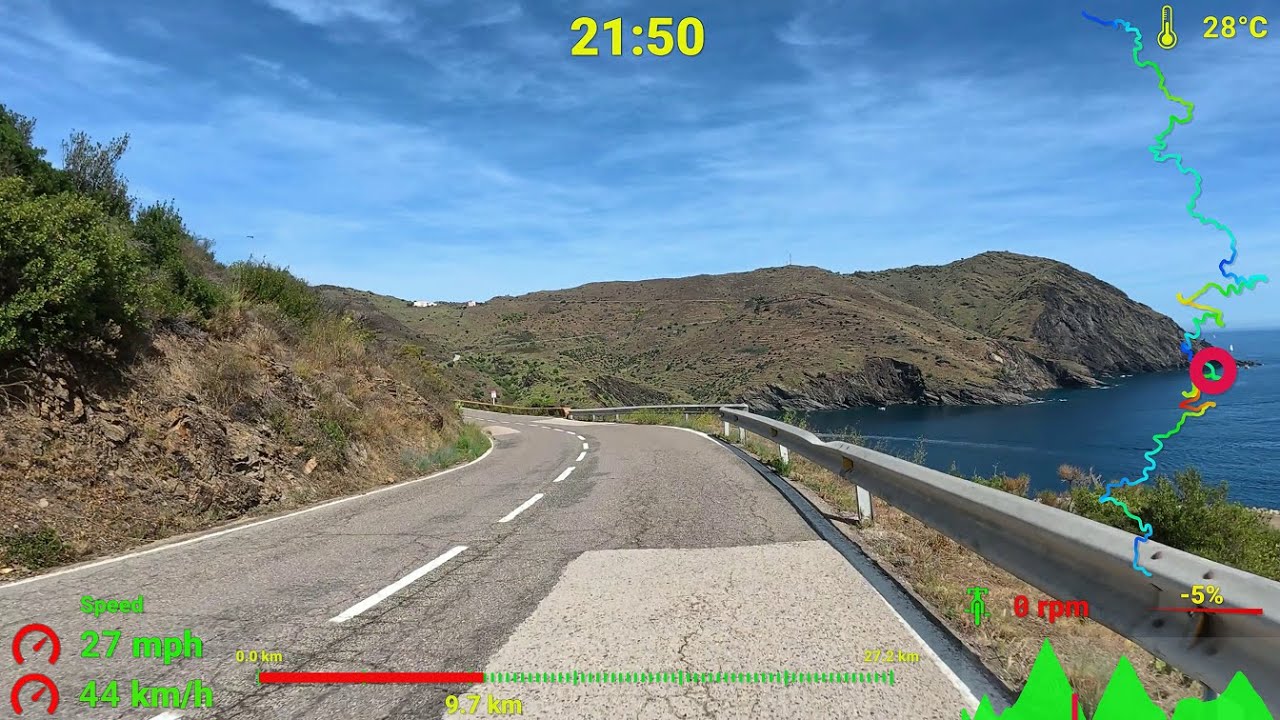 60 minute Indoor Cycling Workout Spain Tour de France with Speed & Cadence Display 4K