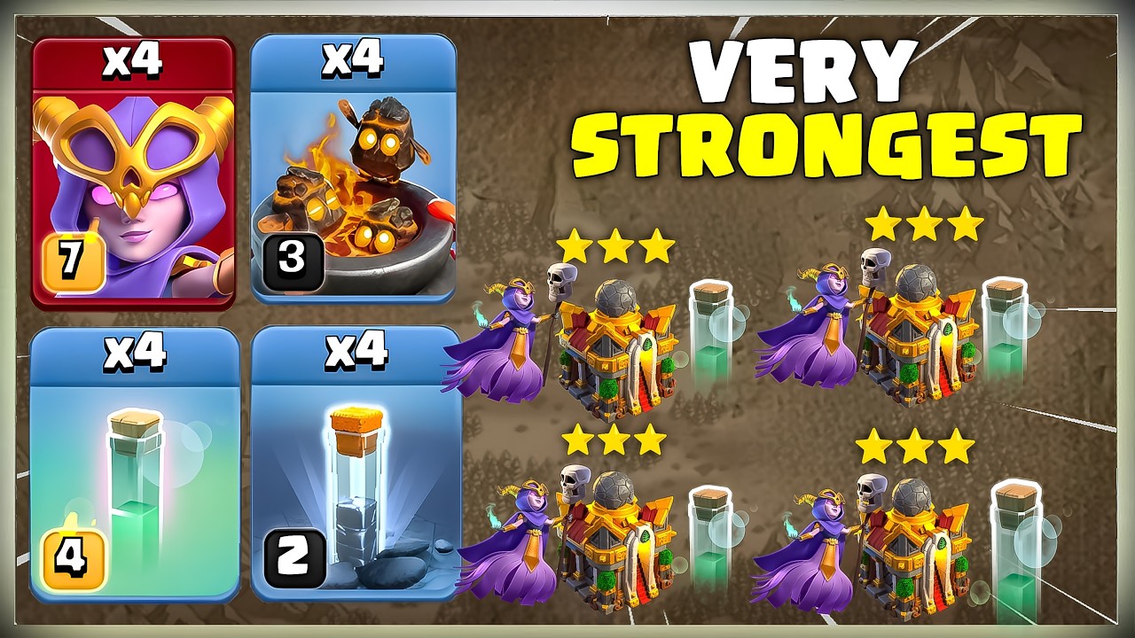 4 Super Witch + 4 Furnace + 4 Totem Spell= VERY STRONGEST!! TH16 ATTACK Strategy | COC